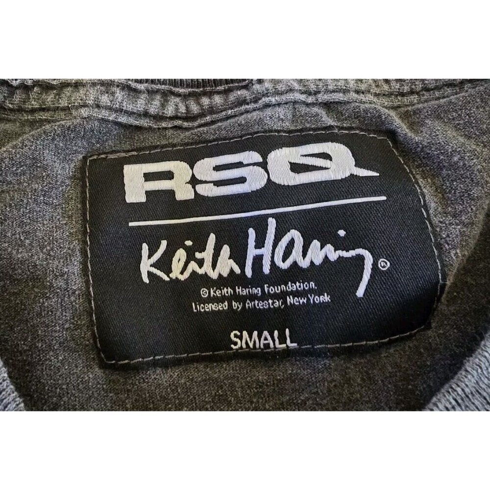 RSQ Keith Haring Skateboard Shirt Mens Small Short‎ Sleeve Gray Y2K - Picture 3 of 6